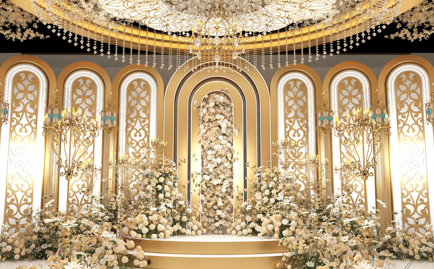 梁河香槟色调婚礼堂效果展示